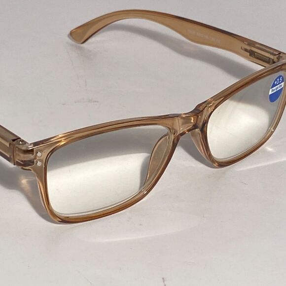 1435 Helen 3.5 Reading Glasses Thin Rectanle Bluelight Filter Taupe Frames NWT - Picture 7 of 9